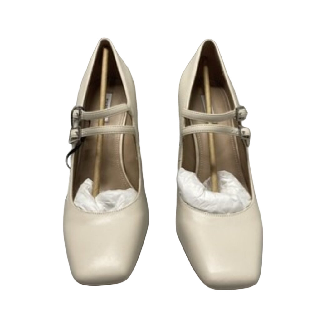Marella Women’s Double-Strap Mary Janes – Ivory – Size US 10